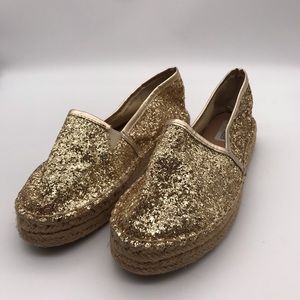 Steve Madden Gold Glitter Espadrilles Size 6.5
